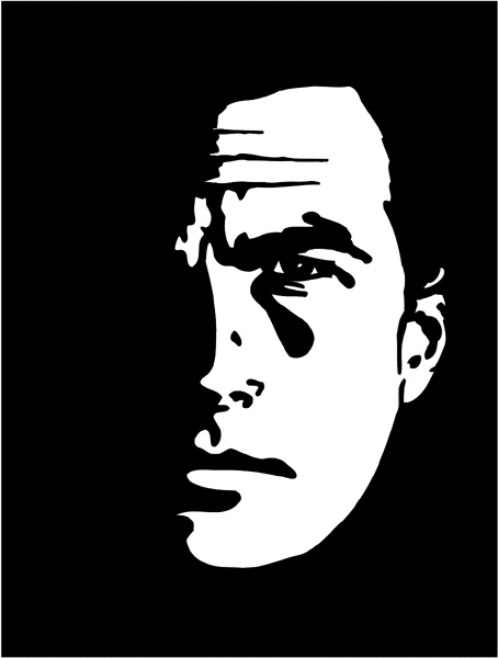 Man's face in shadows vinyl sticker. Customize on line.       Cinemas Films Videos 022-0098  